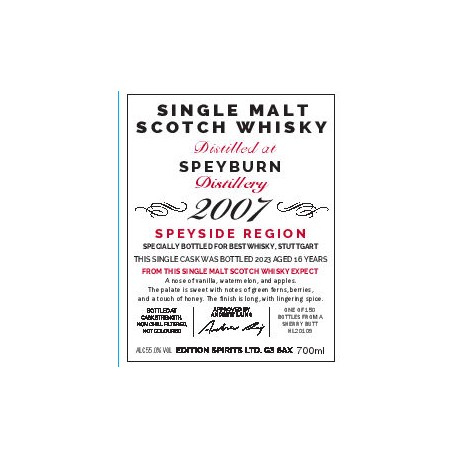 Speyburn 2007, 16 Jahre, First Editions