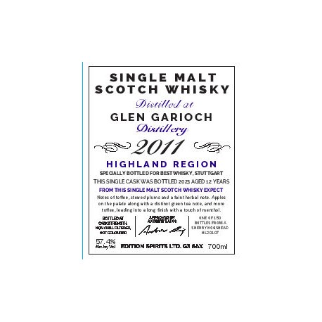 Glen Garioch 2011, 12 Jahre, First Editions
